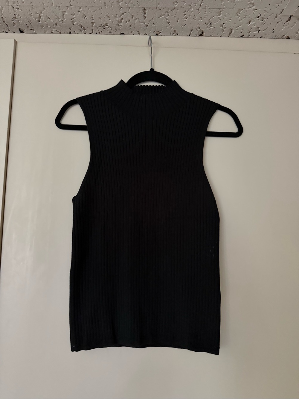 Madewell Black Ribbed Mock-Neck Sleeveless Tank